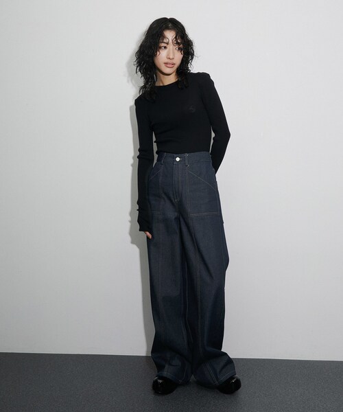 ADAM ET ROPE'(アダムエロペ)の「【公式サイト限定】【OperaSPORT】DALLAS JEANS(デニムパンツ・レディース・ネイビー・XS/S)」の4枚目の写真