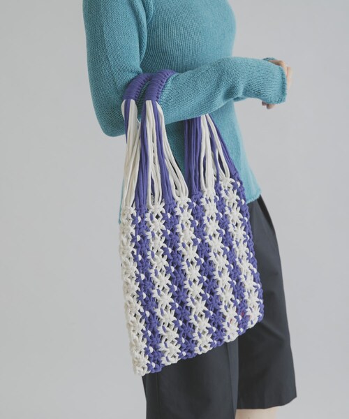 THE GOODLAND MARKET（ザグッドランドマーケット）の「PROJECT 1000　MACRAME NET（ハンドバッグ・レディース・ylw×kha/blu×ivory/pk×grn/red × sax・One）」の8枚目の写真