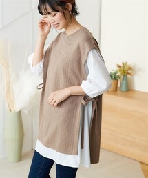 nissen | 重ね着風カットソーチュニック（体型カバーも◎）(チュニック)