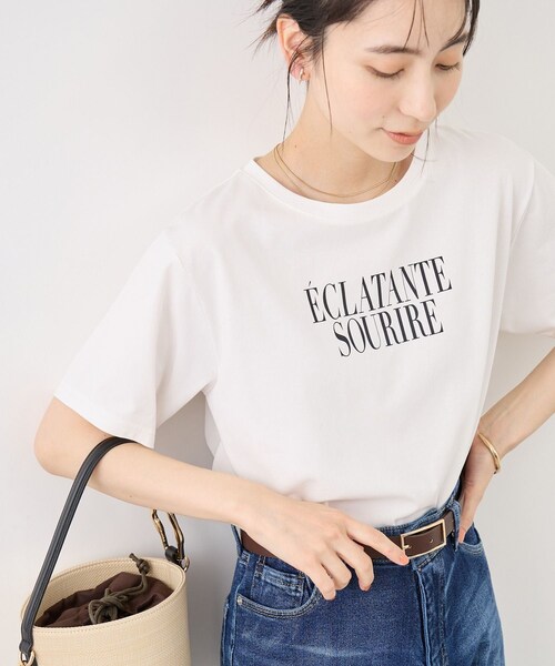 ROPE' PICNIC(ロペピクニック)の「RENUロゴ&フォトアソートプリントTシャツ/UVカット・接触冷感・イージーケア(Tシャツ/カットソー・レディース・ホワイト/ホワイト系・F)」の10枚目の写真