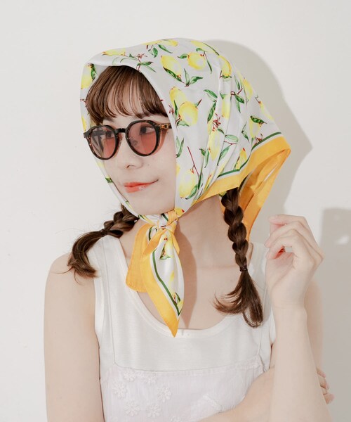 SMELLY（スメリー）の「アソートパターンスカーフ（バンダナ/スカーフ・レディース・YEL/BRN/GRN/ORG/BLK/BLU/LMN/DOT/SAX/GRY/RED/MNT/BLK/IVO/WHT/ORG/BLU・-）」の5枚目の写真