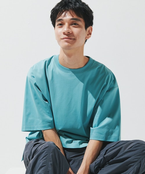 URBAN RESEARCH DOORS(アーバンリサーチドアーズ)の「『UR TECH』サマシェア クルーネックTシャツ(Tシャツ/カットソー・メンズ・WHITE/L.BLUE/BLACK×GRY/BLACK・M/L/XL)」の3枚目の写真