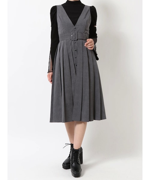 EATME（イートミー）の「2WAYラップジャンスカ（ジャンパースカート・レディース・グレー/ブラック/ミックス・S/M）」の17枚目の写真