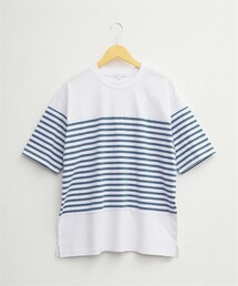 nissen | 綿１００％オーバーサイズ半袖ボーダーＴシャツ(Tシャツ/カットソー)