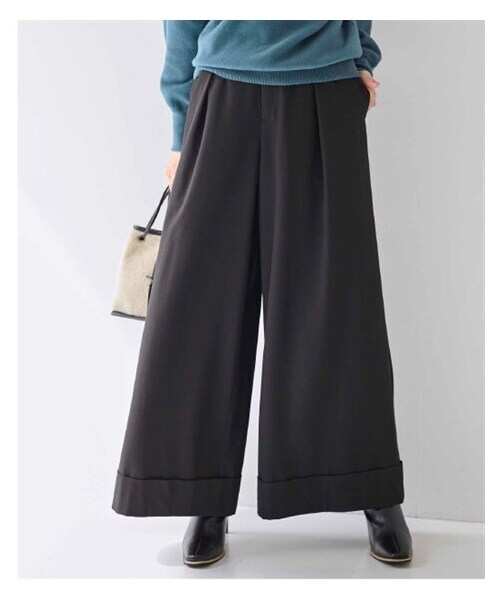 nissen（ニッセン）の「ワイドタックパンツ【OtonaSMILE】（パンツ・レディース・カーキグレー/黒・M/L/LL/3L）」の5枚目の写真