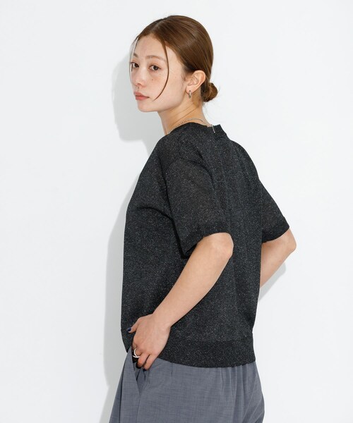 URBAN RESEARCH Sonny Label（アーバンリサーチサニーレーベル）の「シアーラメニットTシャツ（ニット/セーター・レディース・グレー/バター/ブラック・FREE）」の8枚目の写真