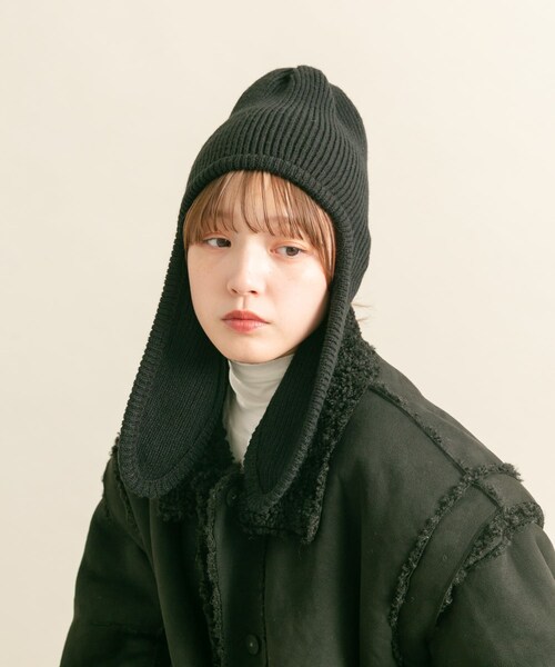 KBF（ケイビーエフ）の「ロングイヤーフラップニットキャップ（ニットキャップ/ビーニー・レディース・RED/BEIGE/BLACK・one）」の7枚目の写真