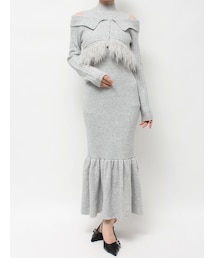 RESEXXY | フェザーヘムレイヤードニットワンピース(ワンピース)