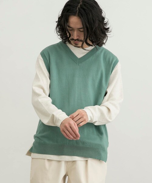 URBAN RESEARCH（アーバンリサーチ）の「ハイゲージVネックベスト（ベスト・メンズ・OFF/BLACK/S/GREEN・M/L）」の18枚目の写真