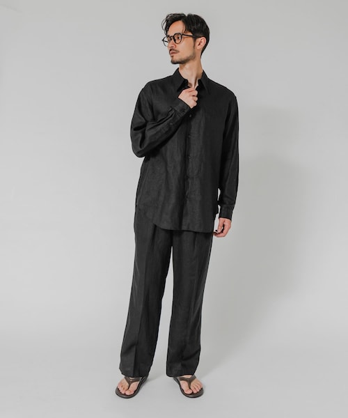 URBAN RESEARCH(アーバンリサーチ)の「LINEN WIDE EASY PANTS(その他パンツ・メンズ・BLACK/BEIGE/NAVY・M/L)」の1枚目の写真