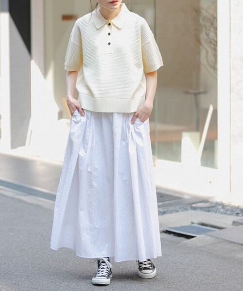 URBAN RESEARCH DOORS(アーバンリサーチドアーズ)の「FORK&SPOON 透かし編みニットポロ(ポロシャツ・レディース・IVORY/NAVY/ORANGERED・1)」の10枚目の写真