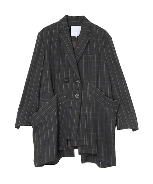 UN3D.（アンスリード）の「LINE CHECK INSERT DESIGN JK（テーラードジャケット・レディース・グレー/キャメル・36/38）」の2枚目の写真