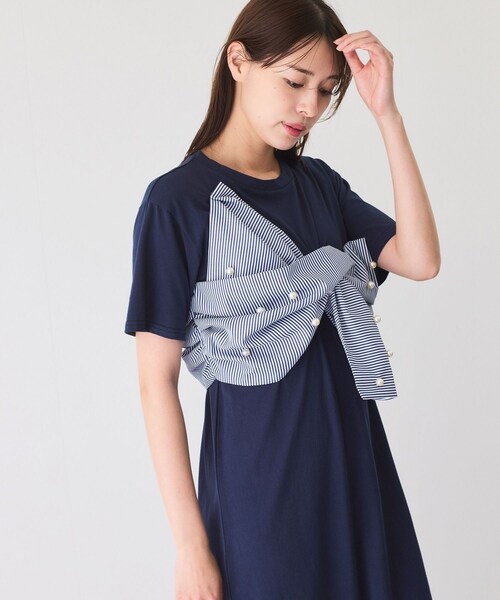 Jayro（ジャイロ）の「デコリボンパールドッキングワンピース（ワンピース・レディース・ブラック/グレー/ネイビー・M）」の14枚目の写真