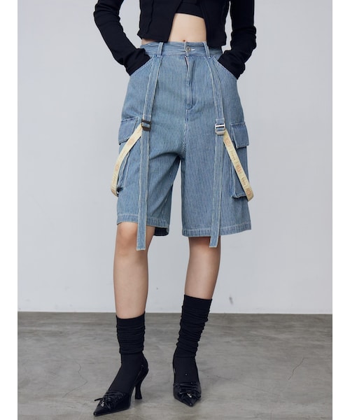 EMODA（エモダ）の「【Dickies別注】ポケットハングベルトハーフパンツ（その他パンツ・レディース・グレー/インディゴ・S/M）」の3枚目の写真