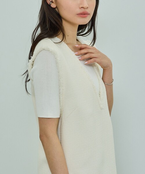 ROPE'（ロペ）の「【洗える】【WEB・一部店舗限定】サマーツイードオーバージレ（ベスト・レディース・ブラック系/キナリ系・F）」の6枚目の写真