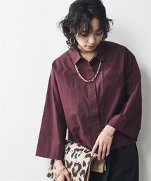 CHIC STYLE | 大きいサイズ綿100％クロップド丈シャツシックスタイル(シャツ/ブラウス)
