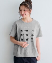 nissen | moz(モズ)なかよしエルクプリントゆるＴシャツ＜大きいサイズ有＞(Tシャツ/カットソー)