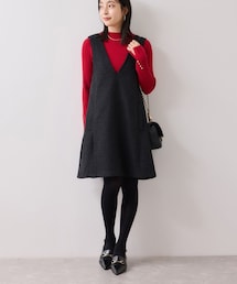 VIS（ビス）の「シャギーVネックミニ丈ジャンパースカート（ジャンパースカート）」