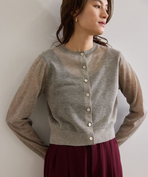 ROPE'(ロペ)の「【洗える】LEVITAクルーネックシアーカーディガン(カーディガン/ボレロ・レディース・ブラック/ベージュ系・F)」の5枚目の写真