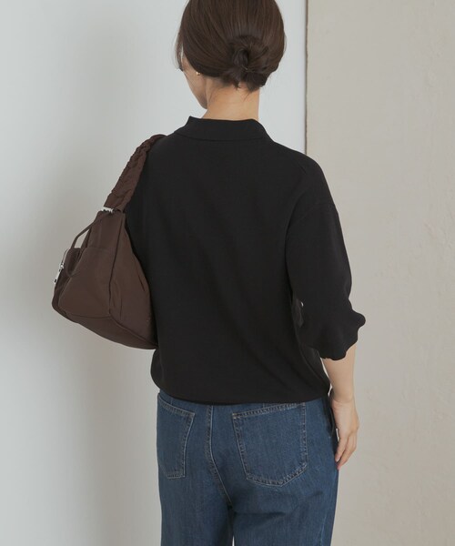 URBAN RESEARCH DOORS(アーバンリサーチドアーズ)の「ニットポロシャツ(ポロシャツ・レディース・BLACK/CHARCOAL/Y.KHAKI・M)」の7枚目の写真