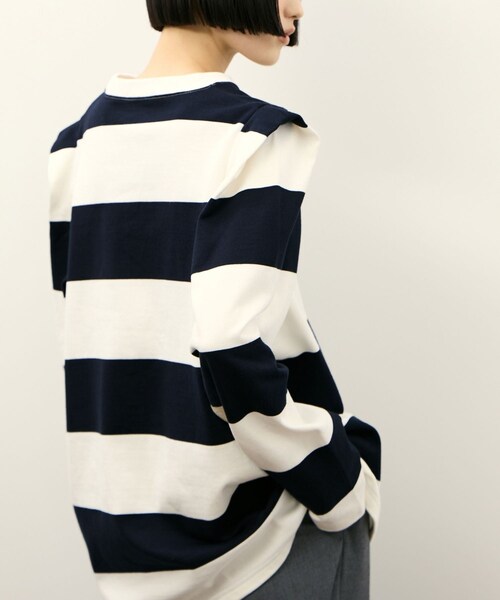ADAM ET ROPE'(アダムエロペ)の「【PHEENY(フィーニー)】別注 Heavy weight border tucked sleeve(Tシャツ/カットソー・レディース・ネイビー/ワイン系・F)」の11枚目の写真