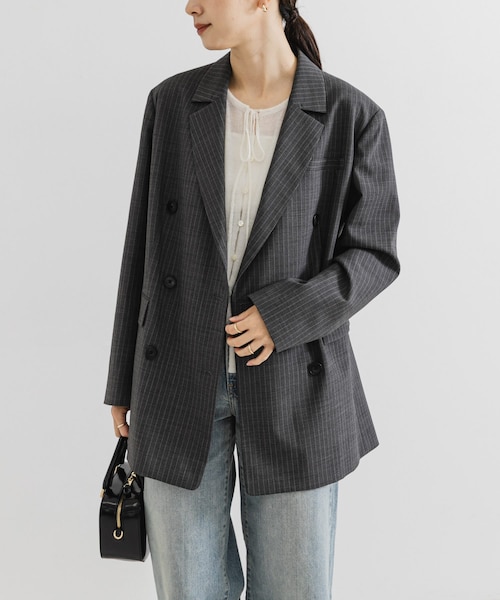 URBAN RESEARCH（アーバンリサーチ）の「ウールブレンドテーラードジャケット（テーラードジャケット・レディース・GRY STRIPE/BLACK・36/38）」の6枚目の写真