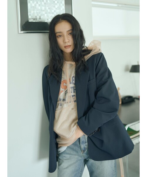 Ungrid（アングリッド）の「ビッグシルエットテーラードジャケット（テーラードジャケット・レディース・ネイビー/ミックス・F）」の3枚目の写真