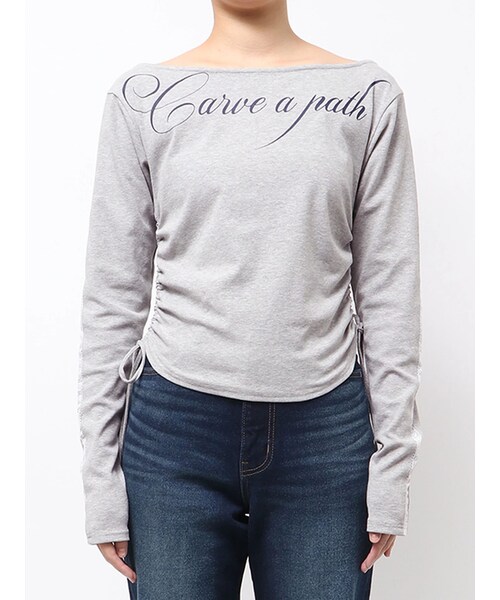 EMODA（エモダ）の「ワイドネックサイドストリングトップス（Tシャツ/カットソー・レディース・ホワイト/グレー/ブラック・F）」の3枚目の写真