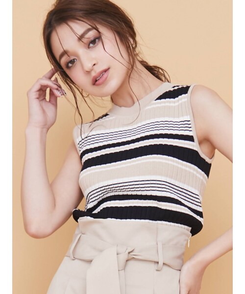 RESEXXY（リゼクシー）の「ハイネックニットトップス（タンクトップ・レディース・ブラック/イエロー/ベージュ/ミックス・F）」の4枚目の写真