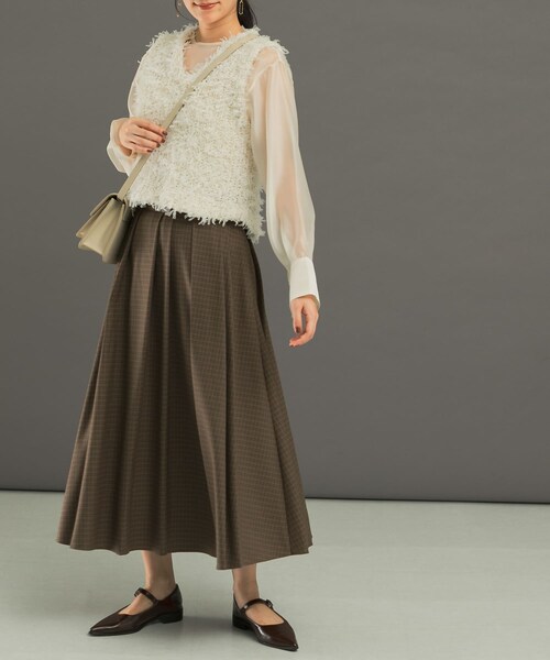 URBAN RESEARCH ROSSO（アーバンリサーチロッソ）の「ランダムプリーツスカート（スカート・レディース・greencheck/browncheck/gray・36/38）」の18枚目の写真