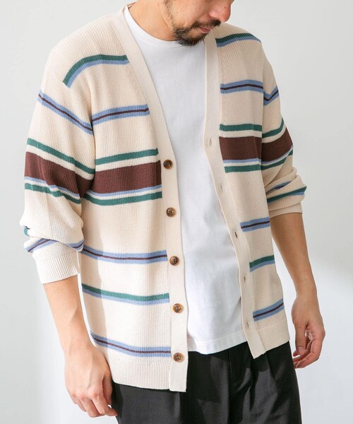 URBAN RESEARCH Sonny Label（アーバンリサーチサニーレーベル）の「マルチボーダーニットカーディガン（カーディガン/ボレロ・メンズ・ネイビー/オフ/イエロー・M/L）」の18枚目の写真