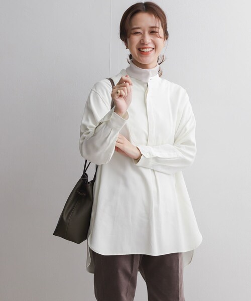 URBAN RESEARCH DOORS（アーバンリサーチドアーズ）の「ドレスシャツチュニック∴（チュニック・レディース・BROWN/OFF WHITE/L.GRAY・one/One）」の8枚目の写真