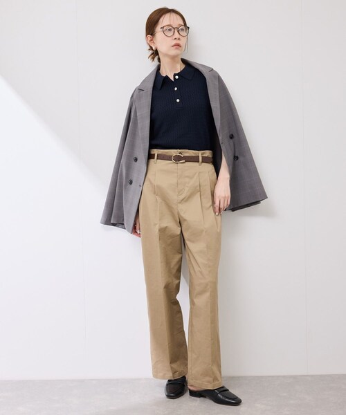 ROPE' PICNIC(ロペピクニック)の「ミニケーブルハーフスリーブニットポロシャツ(ポロシャツ・レディース・キナリ/ダークブラウン/ネイビー/カラシ・38)」の16枚目の写真