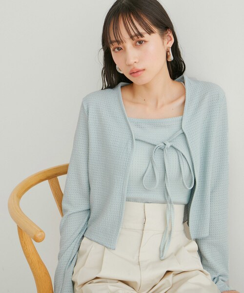 VIS(ビス)の「リボン使いアンサンブル(アンサンブル・レディース・オフホワイト/サックス/ピンク/クリーム・F)」の14枚目の写真