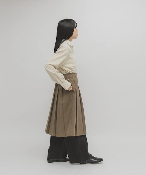 KBF（ケイビーエフ）の「プリーツミディスカート（スカート・レディース・CHARCOAL/BROWN・One）」の7枚目の写真