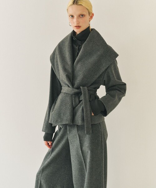 ROPE'(ロペ)の「【一部店舗限定】【REALM(レルム)】SHAWL COLLAR SHORT COAT|ショートコート(その他アウター・レディース・グレー/ベージュ・36/38)」の16枚目の写真