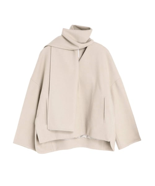 ELENDEEK（エレンディーク）の「STOLE V NECK SHORT CT（ステンカラーコート・レディース・グレー/ブラック/ベージュ・F）」の3枚目の写真