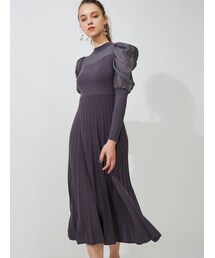 MERCURYDUO | 異素材ドレープロングスリーブニットワンピース(ワンピース)