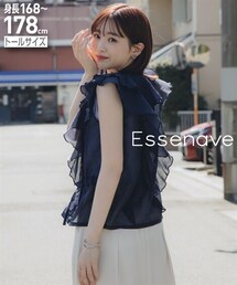 slattgir | 高身長　フリルブラウス２点セット（タンクトップ＋ブラウス）（トールサイズ）Essenave(シャツ/ブラウス)
