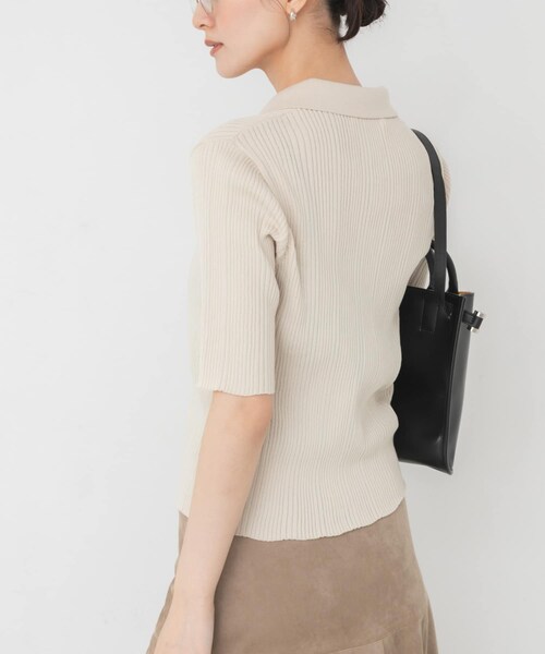 URBAN RESEARCH(アーバンリサーチ)の「ランダムリブポロ衿ニット(ポロシャツ・レディース・IVORY/BROWN/BRN BORDER/BRD BORDER・Free)」の9枚目の写真