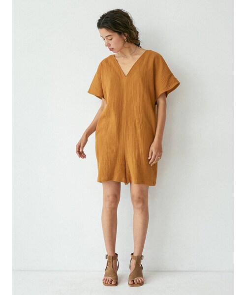 Ungrid（アングリッド）の「ハーフスリーブコンビネゾン（ロンパース・レディース・アイボリー/ブラック/マスタード/オリーブ/キャメル・F）」の14枚目の写真