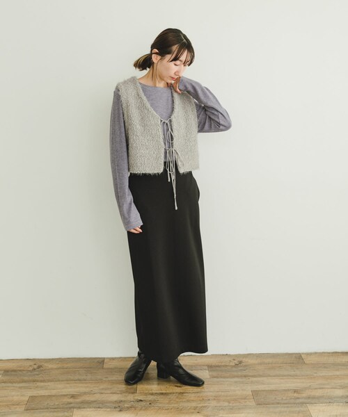 ITEMS URBANRESEARCH(アイテムズ アーバンリサーチ)の「裏起毛ポンチスカート(スカート・レディース・BLK/BRN/CHA・FREE)」の9枚目の写真