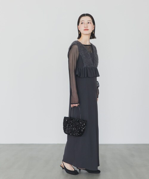 URBAN RESEARCH ROSSO（アーバンリサーチロッソ）の「ANDRESD　TULLE FRILL PEPLUM DRESS（ワンピース・レディース・CHARCOAL・S/M）」の9枚目の写真