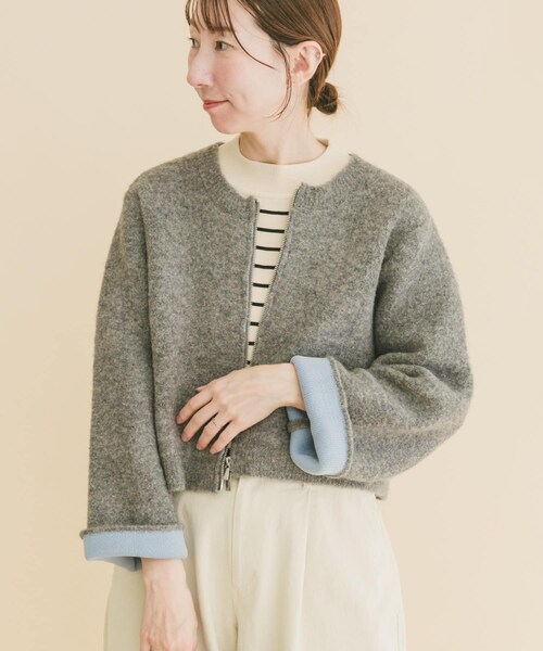 ITEMS URBANRESEARCH（アイテムズ アーバンリサーチ）の「ブークレジップショートカーディガン（カーディガン/ボレロ・レディース・GRY/BRN/RED・Free）」の12枚目の写真