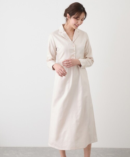 Jayro（ジャイロ）の「開衿Iラインワンピース（ワンピース・レディース・チャコール/キナリ/ベージュ・M）」の14枚目の写真