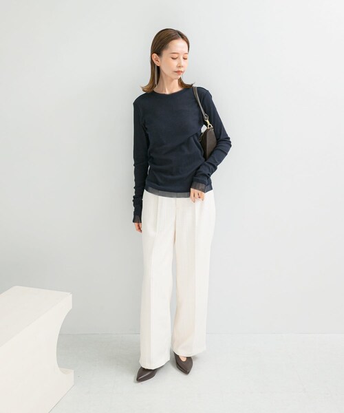 URBAN RESEARCH ROSSO（アーバンリサーチロッソ）の「シアードッキングカットソー（Tシャツ/カットソー・レディース・OFF/MOON STONE/NAVY・FREE）」の14枚目の写真