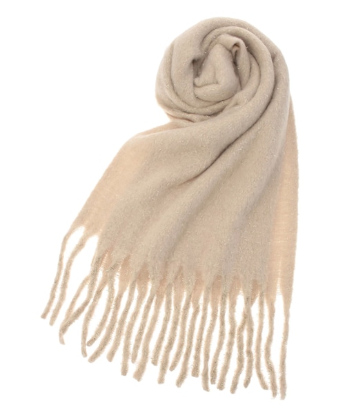 RESEXXY（リゼクシー）の「グリッターボリュームフリンジマフラー（マフラー・レディース・ピンク/ベージュ・F）」の2枚目の写真