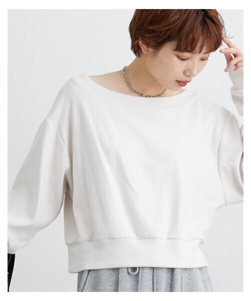 nissen（ニッセン）の「オフショルスウェットトップス（スウェット・レディース・赤/杢グレー/黒/オフホワイト・S/M/L/LL）」の11枚目の写真