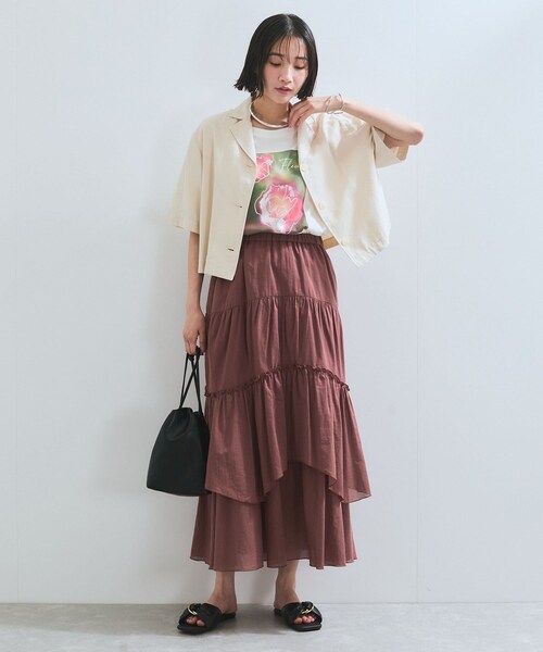 VIS(ビス)の「【接触冷感】箔グラフィックアートTシャツ(Tシャツ/カットソー・レディース・チャコール/ホワイト/ホワイト系・F)」の10枚目の写真