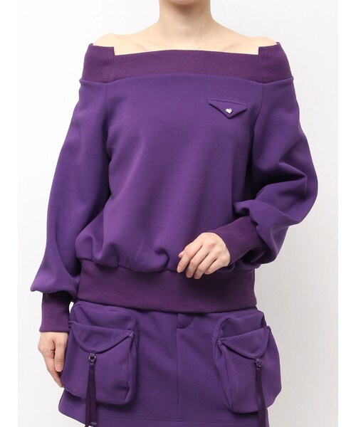 dazzlin（ダズリン）の「ワイドスクエアネックスウェット（スウェット・レディース・グレー/ネイビー/パープル・F）」の14枚目の写真